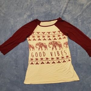 Maroon good vibes shirt
